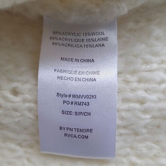 RVCA Cowlneck Sweater Cream Small Classic Neutral Minimalist - Picture 7 of 7
